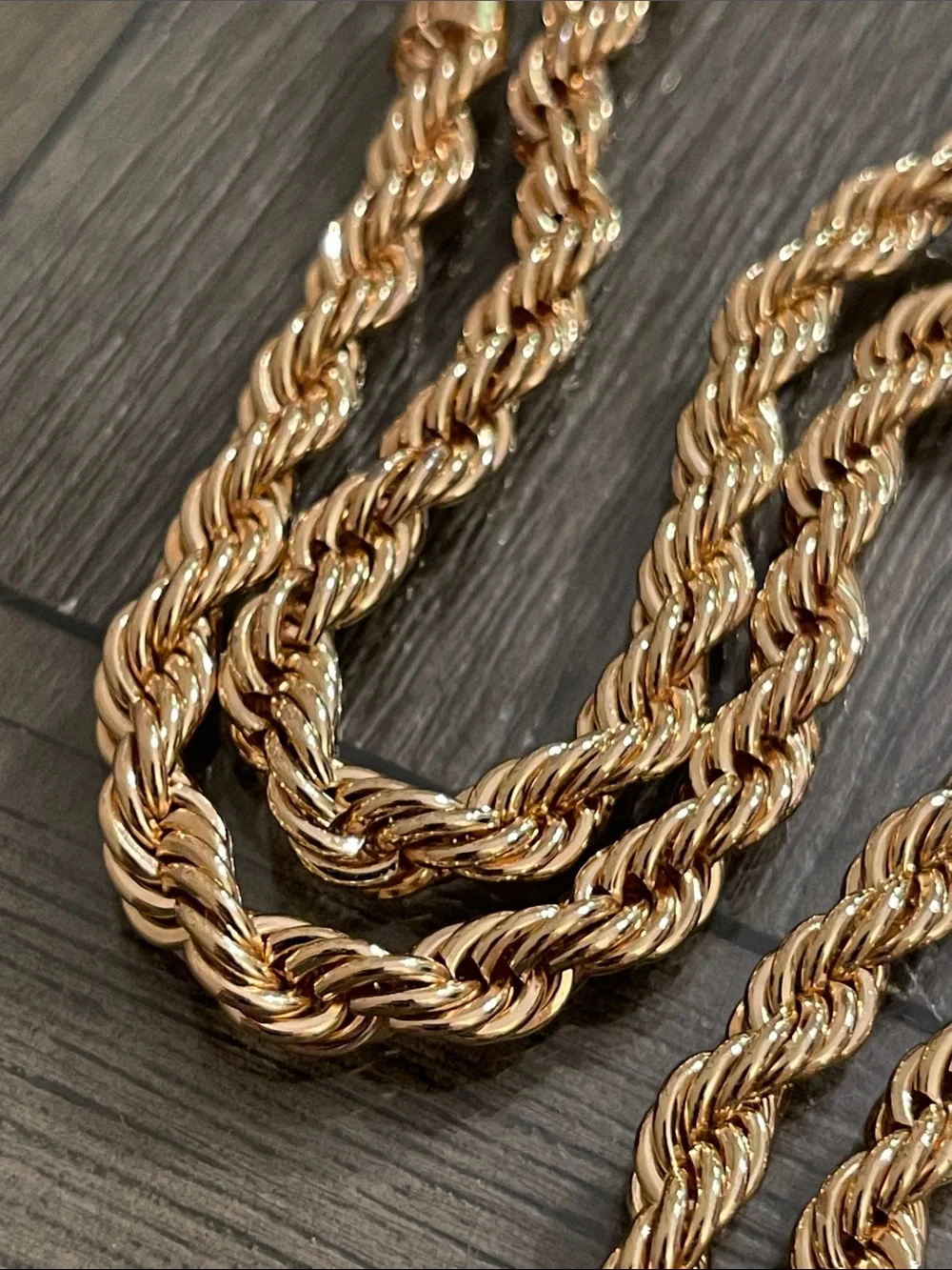 Vintage Style Classic Diamond-Cut Gold-tone Rope Chain Necklace